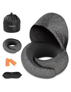 Almohada de Viaje Vzpeun con Capucha y Espuma de Memoria