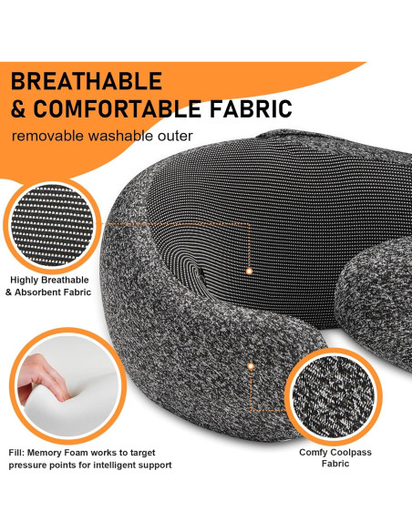 Almohada de Viaje Vzpeun con Capucha y Espuma de Memoria