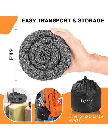 Almohada de Viaje Vzpeun con Capucha y Espuma de Memoria