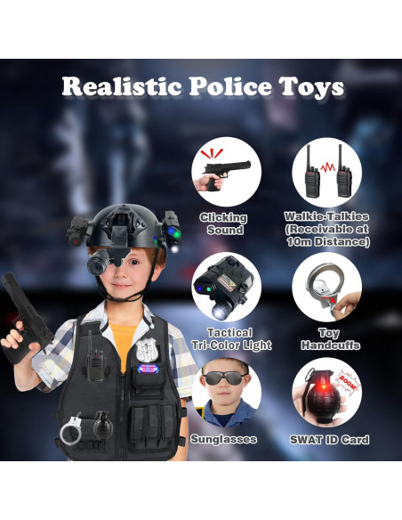 Chaleco Táctico de Policía para Niños con Casco y Accesorios