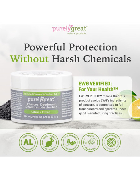 Desodorante Natural de Carbón Activado Purelygreat 50g