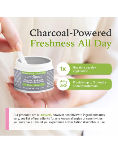 Desodorante Natural de Carbón Activado Purelygreat 50g