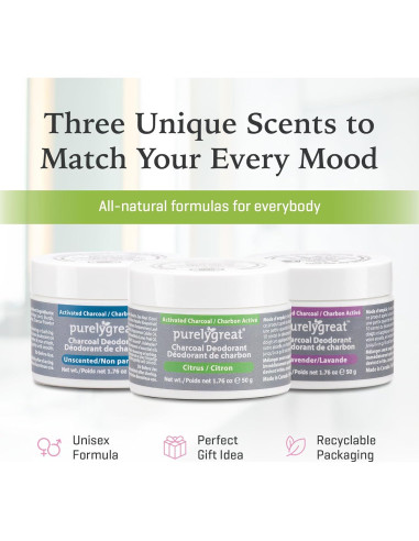 Desodorante Natural de Carbón Activado Purelygreat 50g
