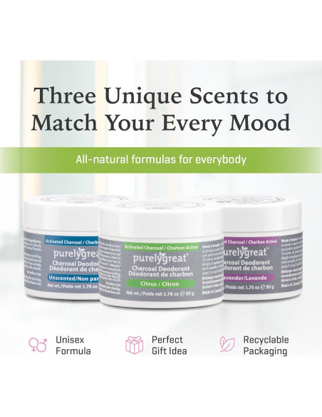 Desodorante Natural de Carbón Activado Purelygreat 50g