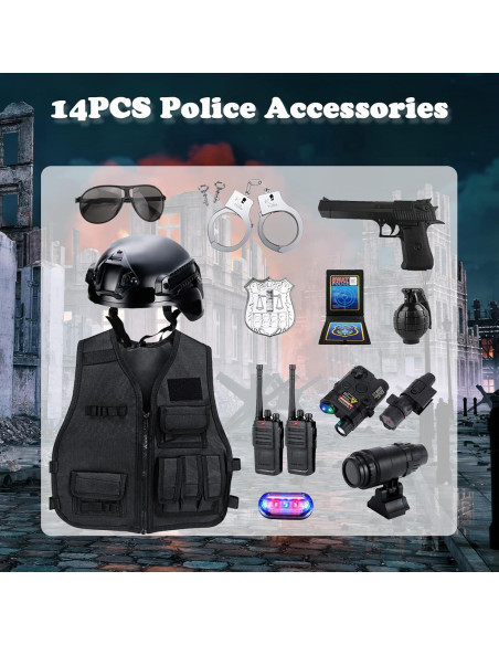 Chaleco Táctico de Policía para Niños con Casco y Accesorios