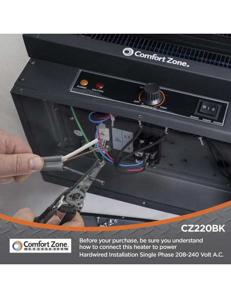 Calentador Eléctrico de Techo Comfort Zone 5000W 240V Negro