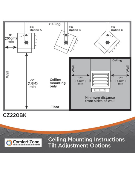 Calentador Eléctrico de Techo Comfort Zone 5000W 240V Negro
