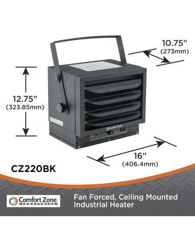 Calentador Eléctrico de Techo Comfort Zone 5000W 240V Negro