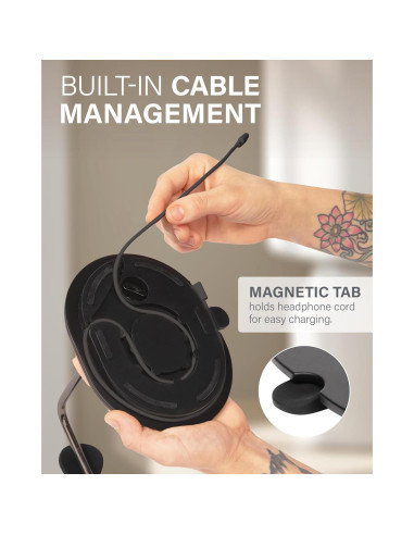Soporte para Auriculares SANUS Ace Negro - Base Silicona y Gestión de Cable