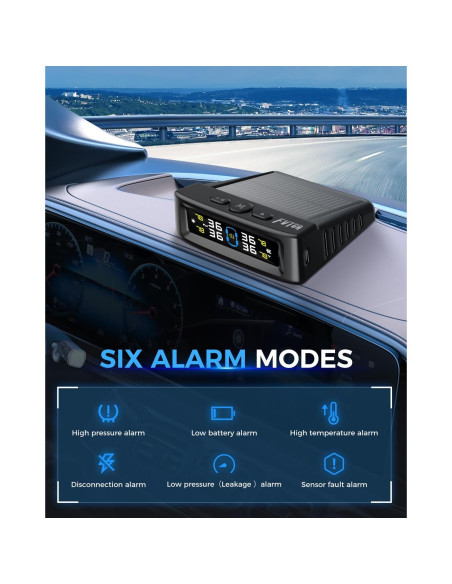 Sistema TPMS Fvtga T12 Monitoreo de Presión Neumáticos Solar
