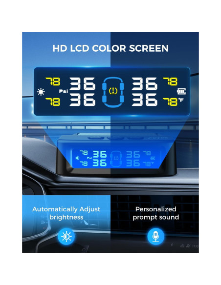 Sistema TPMS Fvtga T12 Monitoreo de Presión Neumáticos Solar