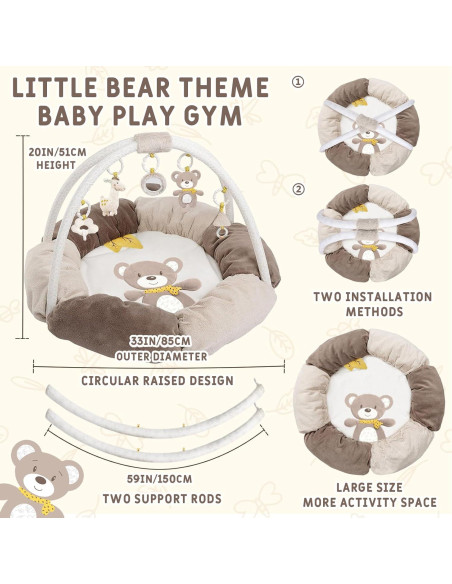 Alfombra de Juego 5 en 1 Oso para Bebés - Centro de Actividades