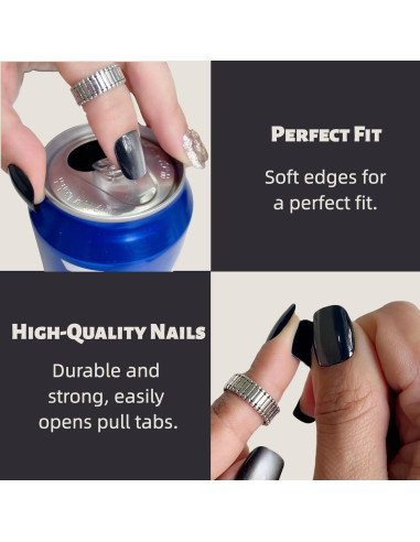 Uñas Postizas Cortas Squoval VESWEET Ojo de Gato Negro 28 Piezas