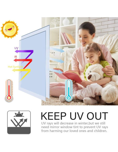 Película Espejo de Una Vía WPCTEV 44.5x198 cm Anti UV