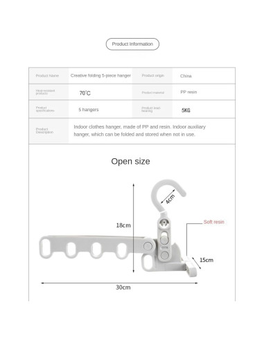 Perchero Plegable Portátil Plogmill Gris 25.4x10.16 cm
