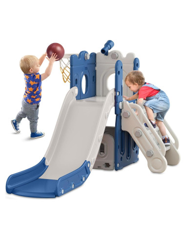 Tobogán 7 en 1 BIERUM para Niños Pequeños Azul Gris