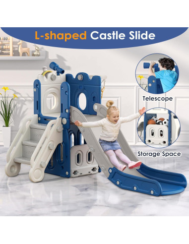 Tobogán 7 en 1 BIERUM para Niños Pequeños Azul Gris