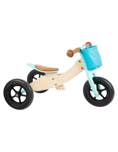 Triciclo de Madera Small Foot 2 en 1 Ajustable Turquesa