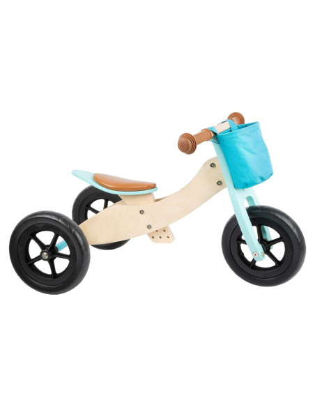 Triciclo de Madera Small Foot 2 en 1 Ajustable Turquesa