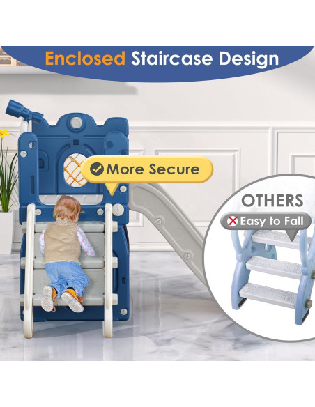 Tobogán 7 en 1 BIERUM para Niños Pequeños Azul Gris