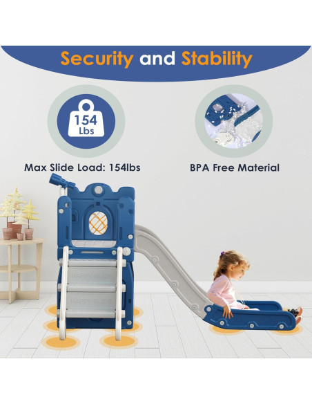 Tobogán 7 en 1 BIERUM para Niños Pequeños Azul Gris