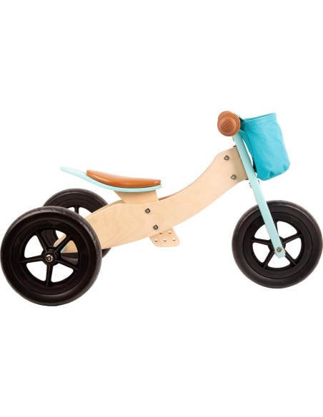 Triciclo de Madera Small Foot 2 en 1 Ajustable Turquesa