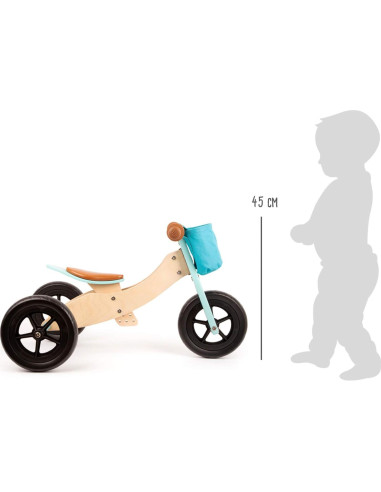 Triciclo de Madera Small Foot 2 en 1 Ajustable Turquesa