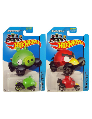 Juguete Hot Wheels Angry Birds Pájaro Rojo y Cerdo Minion