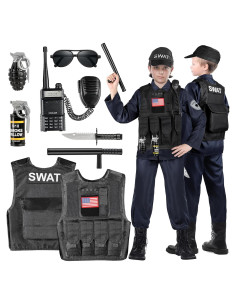 Disfraz de Policía SWAT Luucio para Niños - Talla Mediana (5-7 Años)