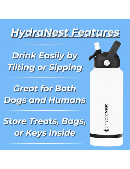 Botella de Agua Aislada HydraNest 0.82L para Perros - Acero Inoxidable