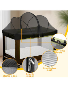 Funda Antimosquitos para Cuna de Viaje Jiangcha - Negro Grande 2