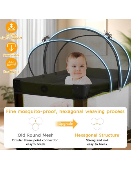Funda Antimosquitos para Cuna de Viaje Jiangcha - Negro Grande
