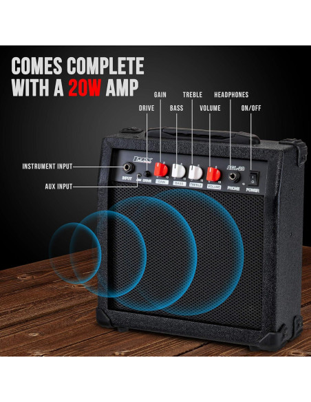 Guitarra Eléctrica LyxPro 99 cm Completa con Amplificador 20W