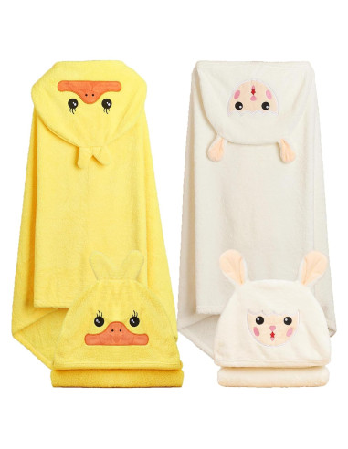 Toallas con Capucha FOINEMYED 2-Pack Bebés Suaves 69.85x139.7cm