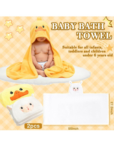 Toallas con Capucha FOINEMYED 2-Pack Bebés Suaves 69.85x139.7cm