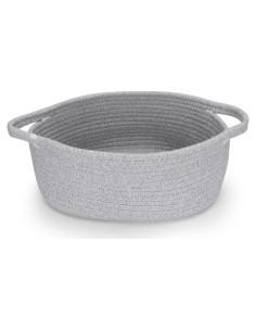 Cesta de Almacenamiento de Cuerda de Algodón Gris 30x20x12 cm