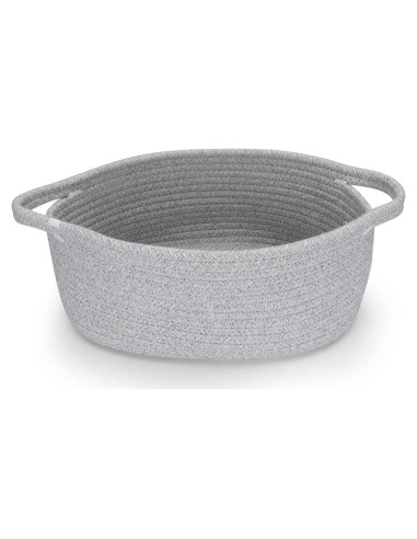 Cesta de Almacenamiento de Cuerda de Algodón Gris 30x20x12 cm