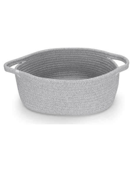Cesta de Almacenamiento de Cuerda de Algodón Gris 30x20x12 cm