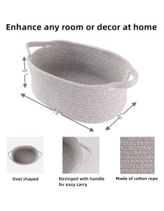 Cesta de Almacenamiento de Cuerda de Algodón Gris 30x20x12 cm 2