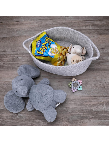 Cesta de Almacenamiento de Cuerda de Algodón Gris 30x20x12 cm