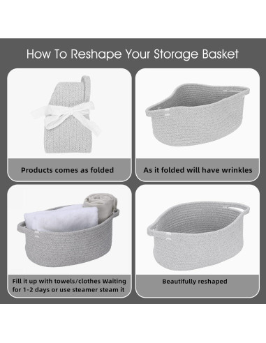 Cesta de Almacenamiento de Cuerda de Algodón Gris 30x20x12 cm