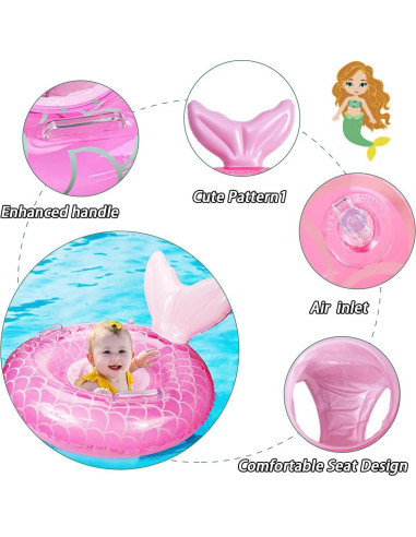 Flotador Inflable para Bebés UMBWORLD Sirena Rosa 20kg