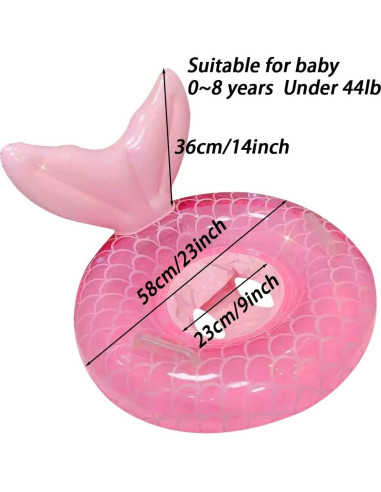 Flotador Inflable para Bebés UMBWORLD Sirena Rosa 20kg