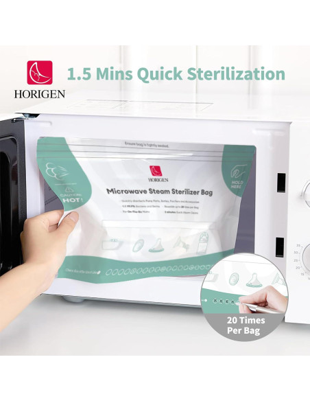 6 Bolsas de Microondas Reutilizables para Biberones Horigen