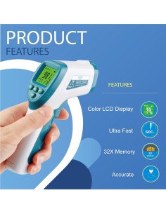 Termómetro Digital Infrarrojo Elate Sin Contacto para Bebés y Adultos 2