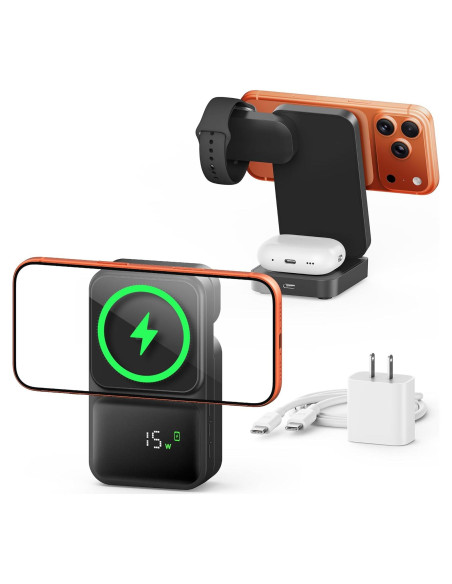 Estación de Carga Inalámbrica 3 en 1 GUSGU 15W para iPhone y iWatch