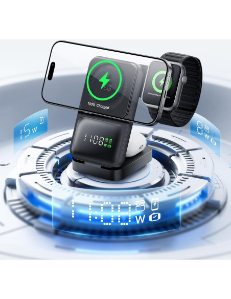 Estación de Carga Inalámbrica 3 en 1 GUSGU 15W para iPhone y iWatch