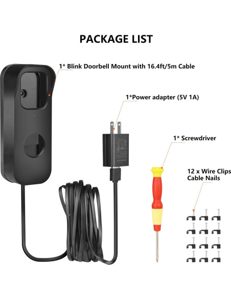 Cable de Alimentación 2 en 1 Goldtime para Blink Video Doorbell 5m