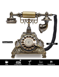 Teléfono Antiguo Sangyn Retro Europeo 1.2kg 29.2x25.4cm Bronce 2