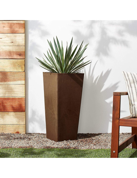 Macetero Cuadrado Alto Arcadia Garden 33x33x71 cm Chocolate